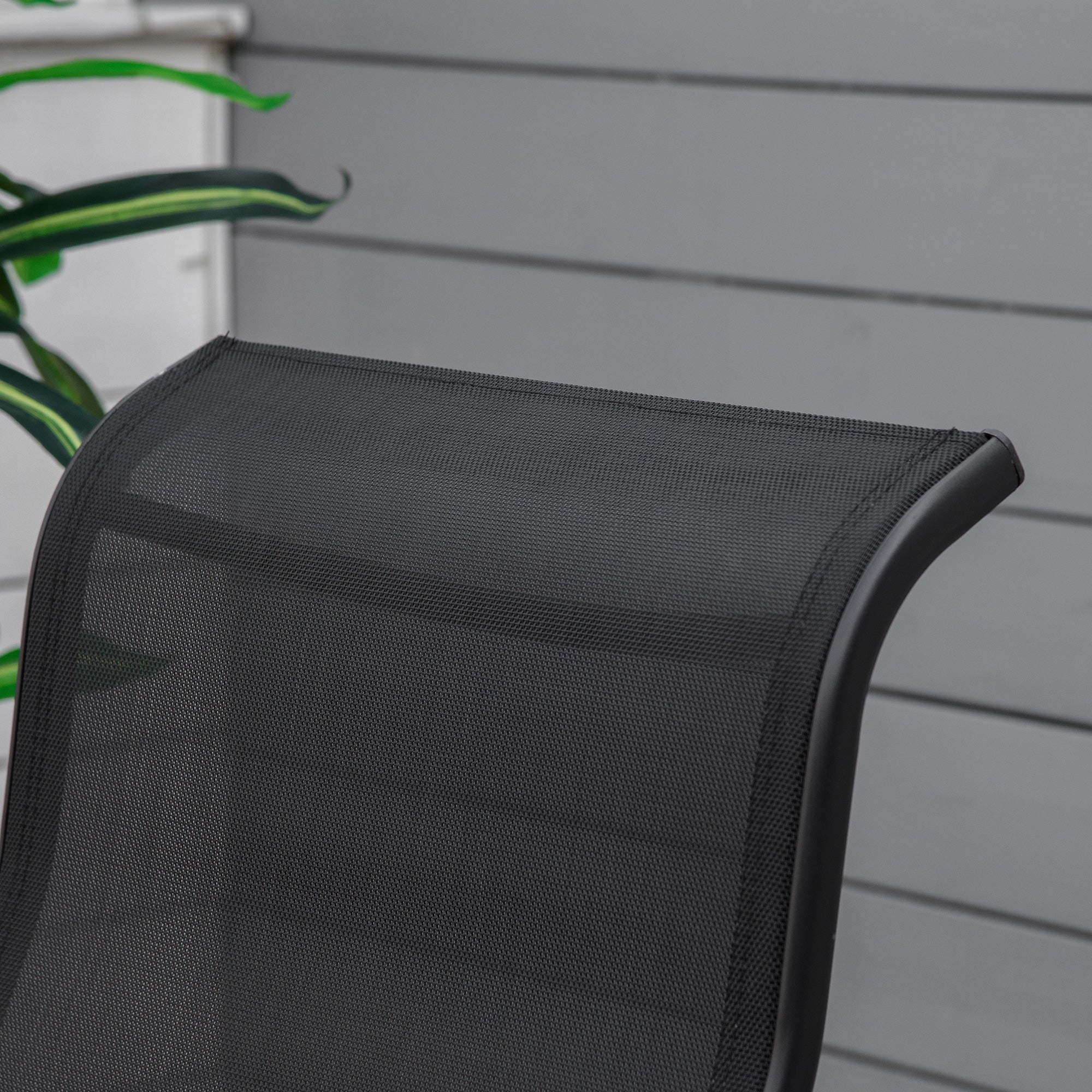 Kozy 3 Pieces Garden Gliding Chair Set, Metal Frame 2 Single Armchair Swing Seater and 1 Glass Top Coffee Table w/ Breath Mesh Fabric Seat, Black