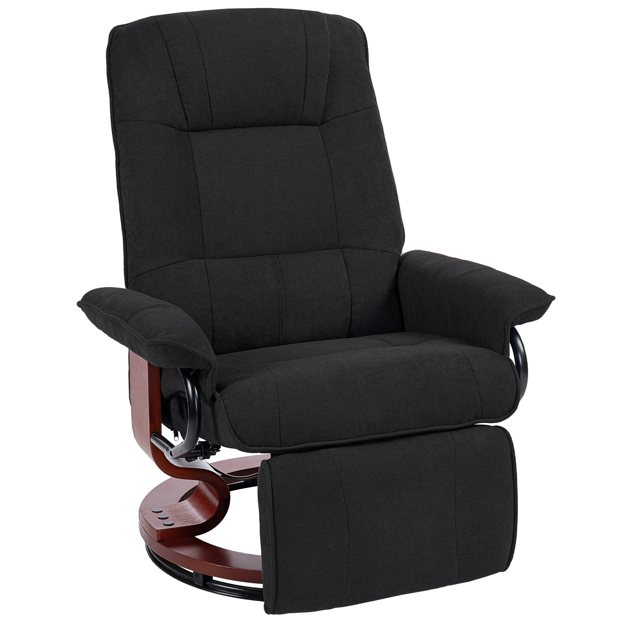 Kozy - Reclining Swivel Chair, with Footrest - Black