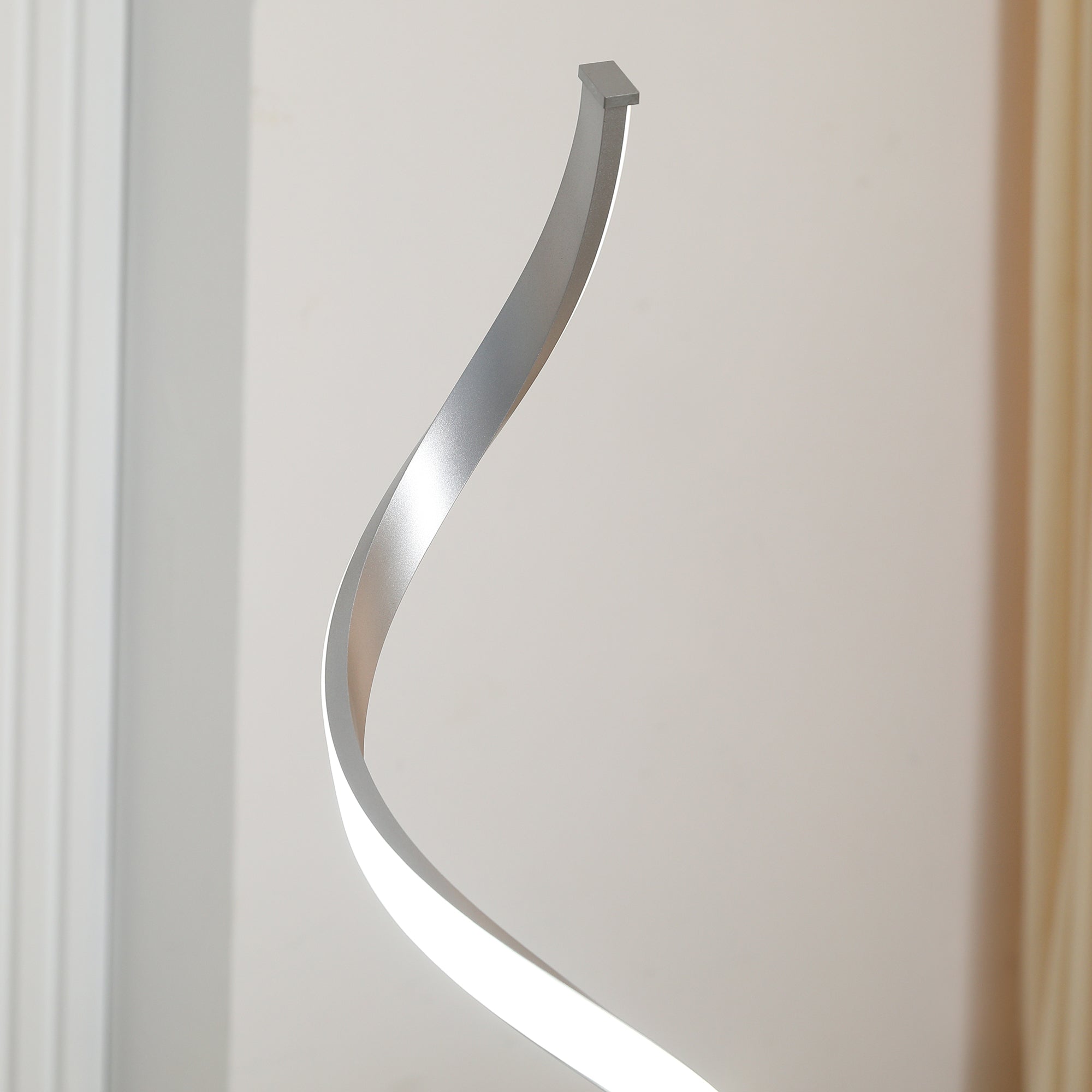 HOMCOM Dimmable Floor Lamp for Living Room, Modern Spiral Standing Lamp with 3 Adjustable Brightness and Square Base, Silver | Aosom UK