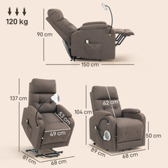 Kozy - Electric Rise/Recline Armchair, with Reading Light - Brown