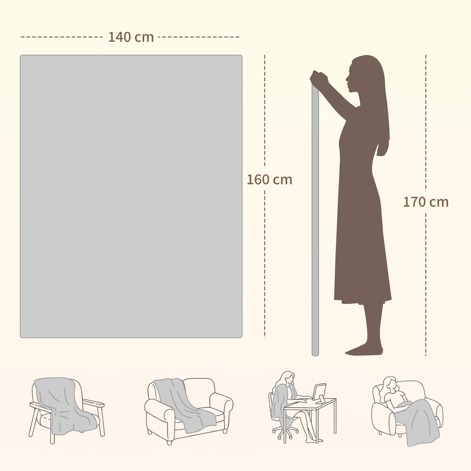 Kozy Heated Electric Blanket, Warm Throw Blanket with 5 Heating Levels, 10 Hour Auto-Off Timer, Grey