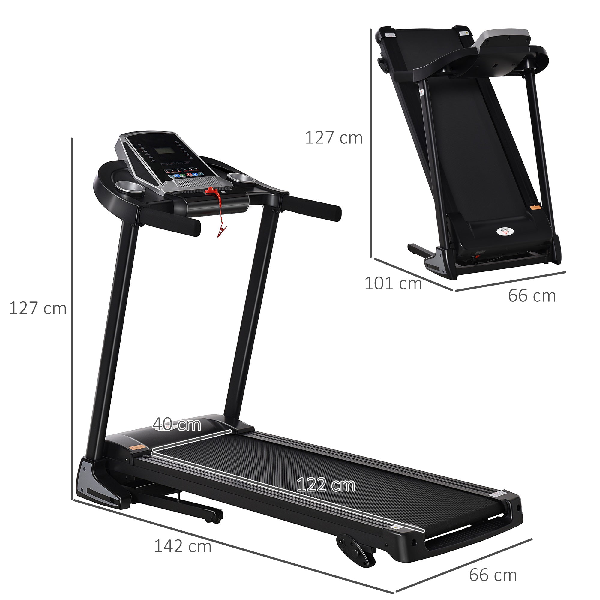 Kozy Folding Treadmill, 2.0HP Incline Treadmill Running Machine, 12.8 km/h, with LED Display, Manual Incline, 12 Preset Programs, Drink & Phone Holder for Home Gym Fitness