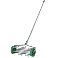 Kozy Garden Rolling Lawn Aerator Heavy Duty Steel Grass Roller w/ Adjustable Handle