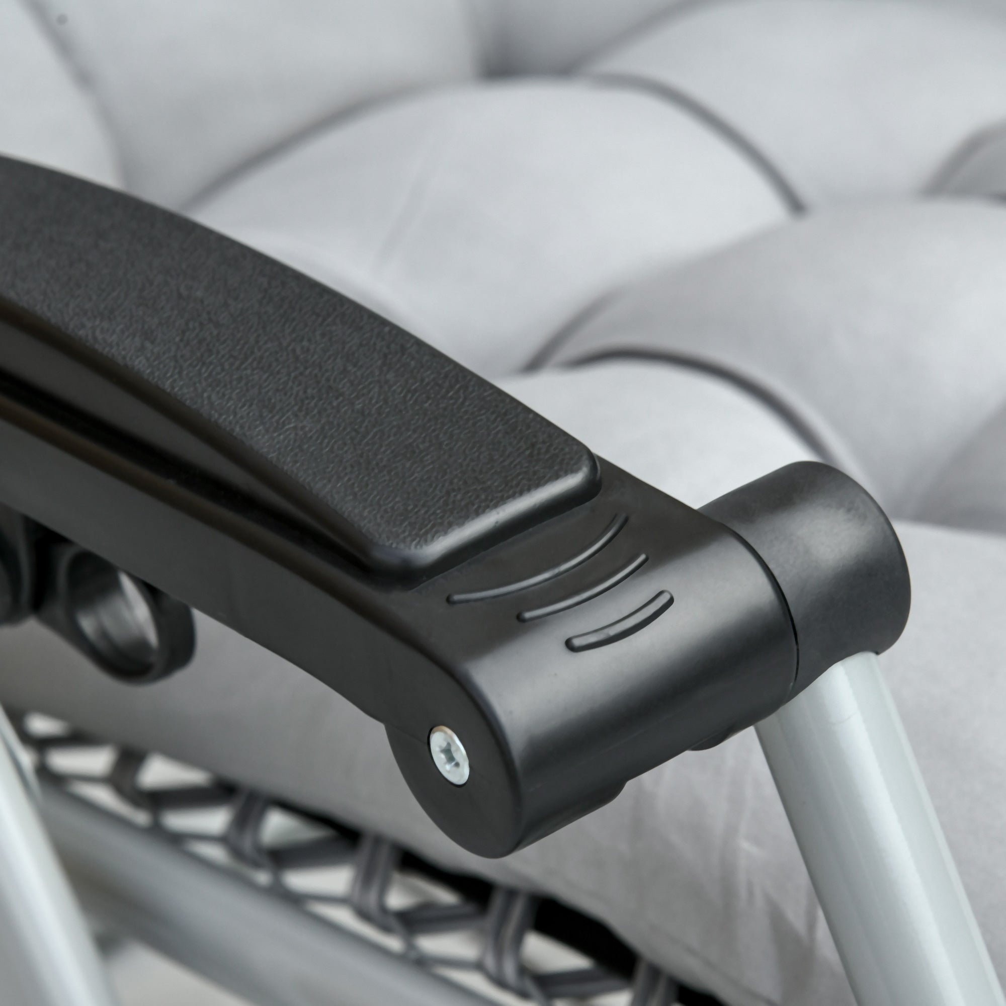 Kozy 2pc Reclining Zero Gravity Sun Loungers ,Folding Chaise Lounge Chair with Cushions, Light Grey