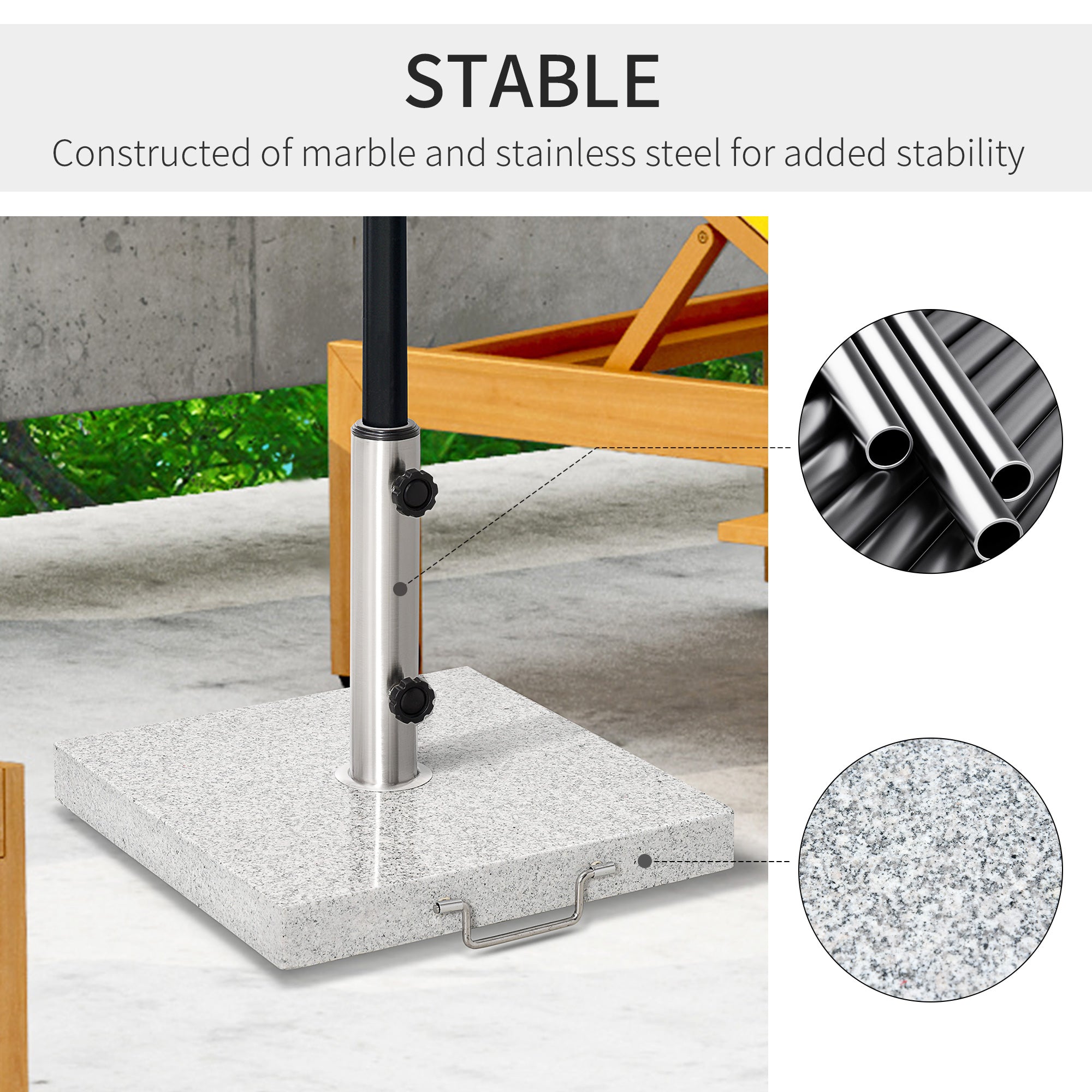 Outsunny Marble Umbrella Base: 28kg Durable Parasol Holder for Patio Furniture, Outdoor Sunshade Support | Aosom UK