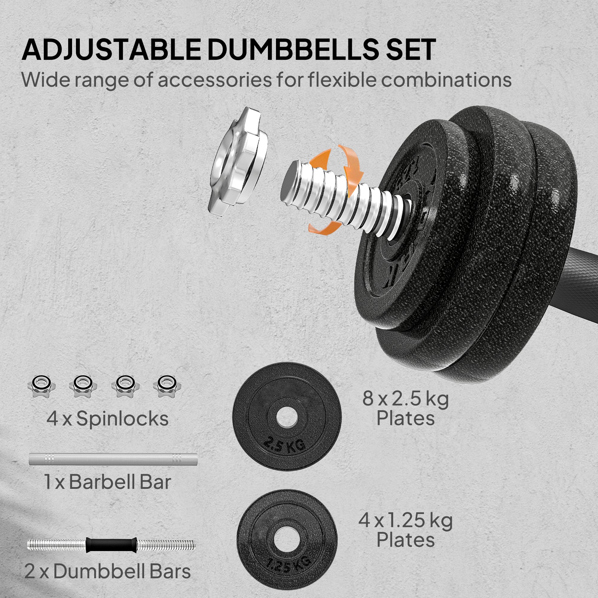Kozy 2-in-1 Adjustable Dumbbells Set, 30kg Weights Dumbbells Set with Non-Slip Grip for Strength Training, Weight Lifting, Bodybuilding, Home Gym Workout Equipment for Men & Women