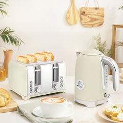 Kozy Retro 3000W Kettle and Toaster Set - Grey