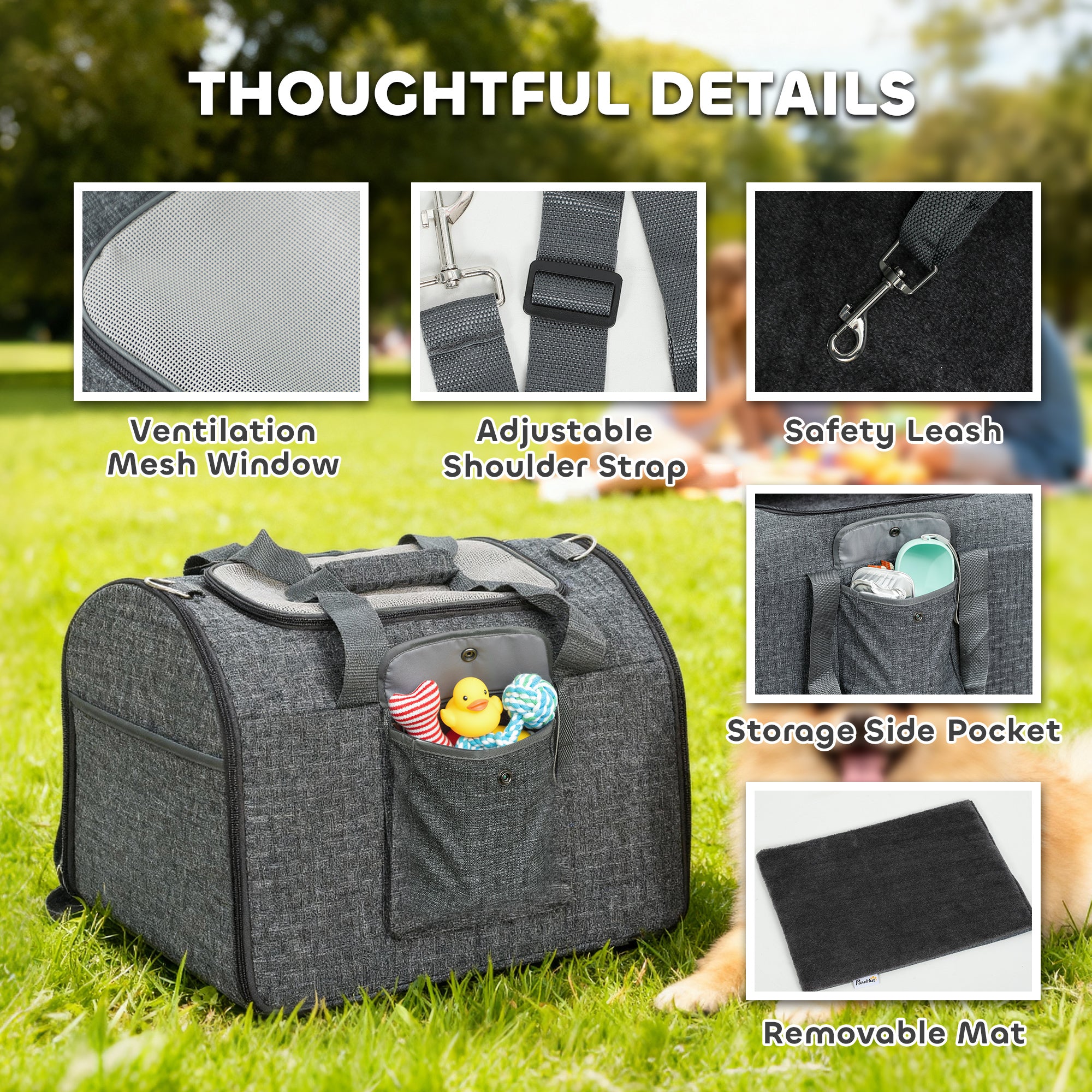 Kozy Soft Sided Cat Carrier Bag, Portable Foldable Pet Carrier with Shoulder Strap & Removable Mat for Small Pet Up to 10kg