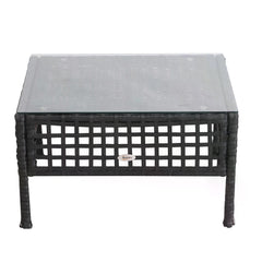 Outsunny Rattan Coffee End Table W/ Glass 60Lx60Wx33H cm