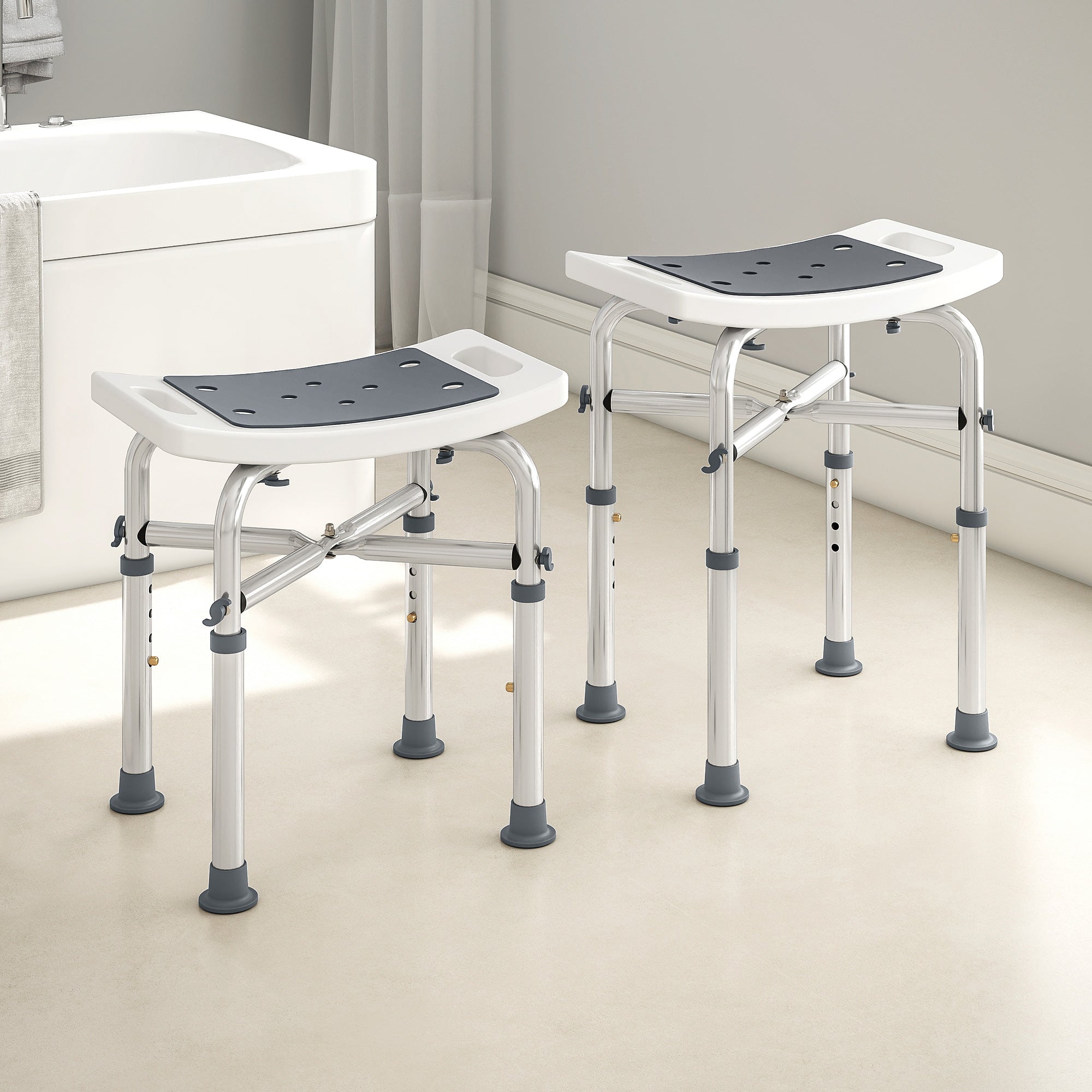 Kozy - 44-51.5cm Aluminium Frame Shower/Bath Stool - Grey