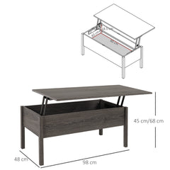 HOMCOM Lift Top Coffee Table, Modern with Storage Compartment, Convertible Tea Desk, Home Office Furniture, Tan