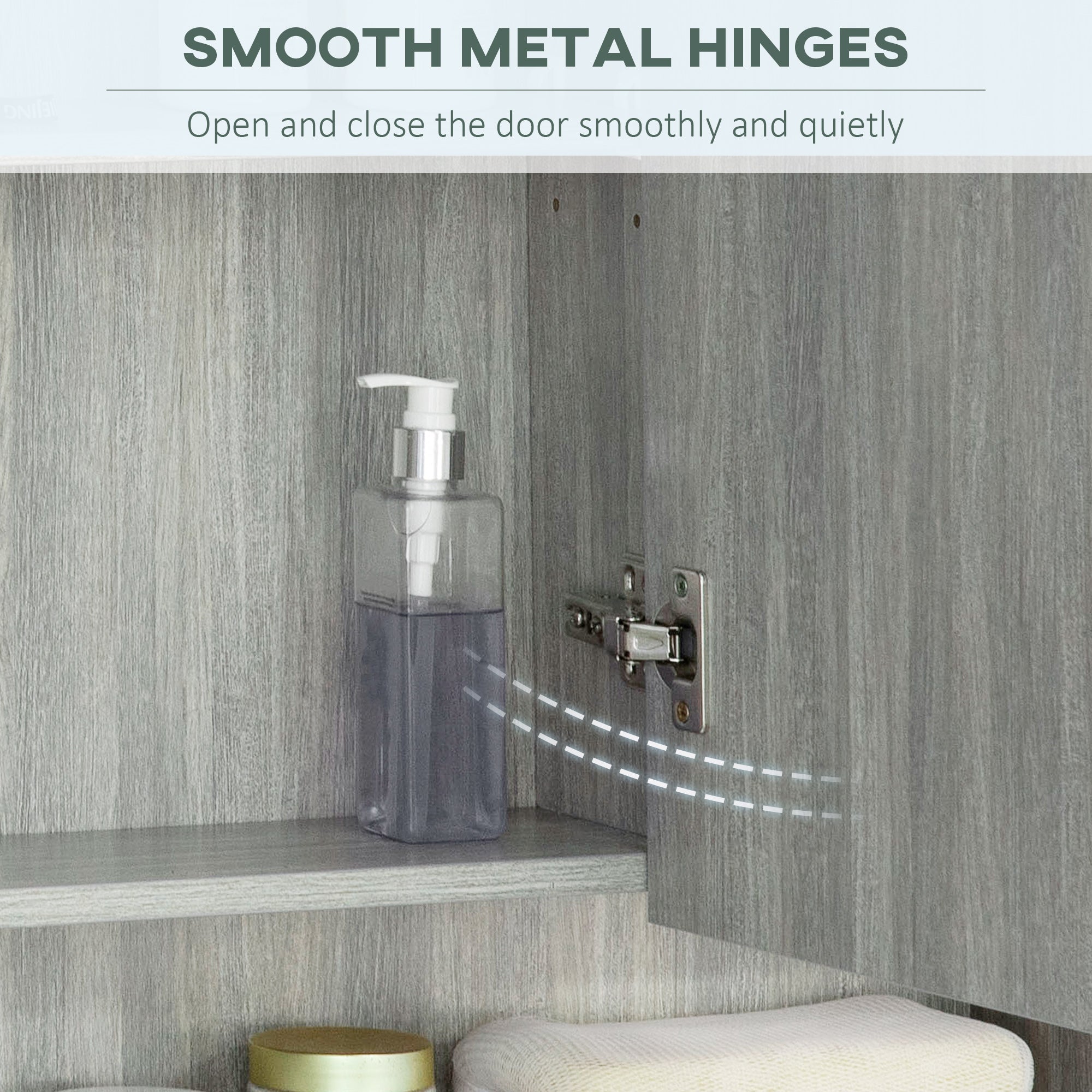 Kozy Bathroom Mirror Cabinet, Wall Mounted Storage Cabinet with Adjustable Shelves, 3 Doors and Cupboards, Grey