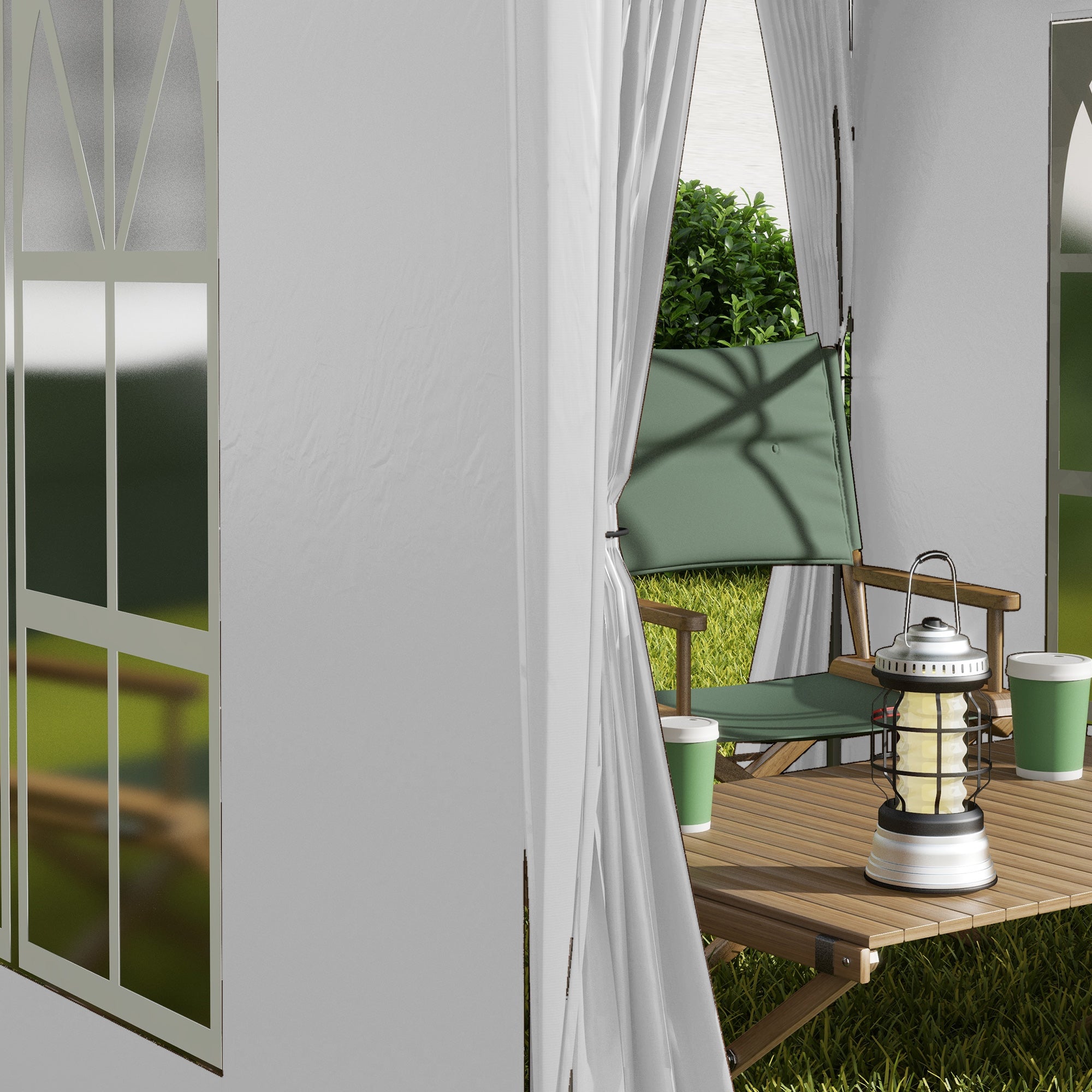 Kozy 2 x 2 m Garden Pop Up Gazebo, Wedding Party Tent Marquee, Water Resistant Awning Canopy with Sidewalls, Windows, Carry Bag, White