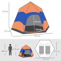 Outsunny Hexagon Pop Up Tent for Six, Portable Shelter for Camping, Festivals, Hiking, Family Use