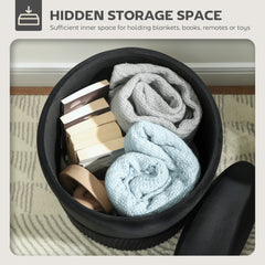 Kozy - Velvet-Feel Storage Ottoman - Black