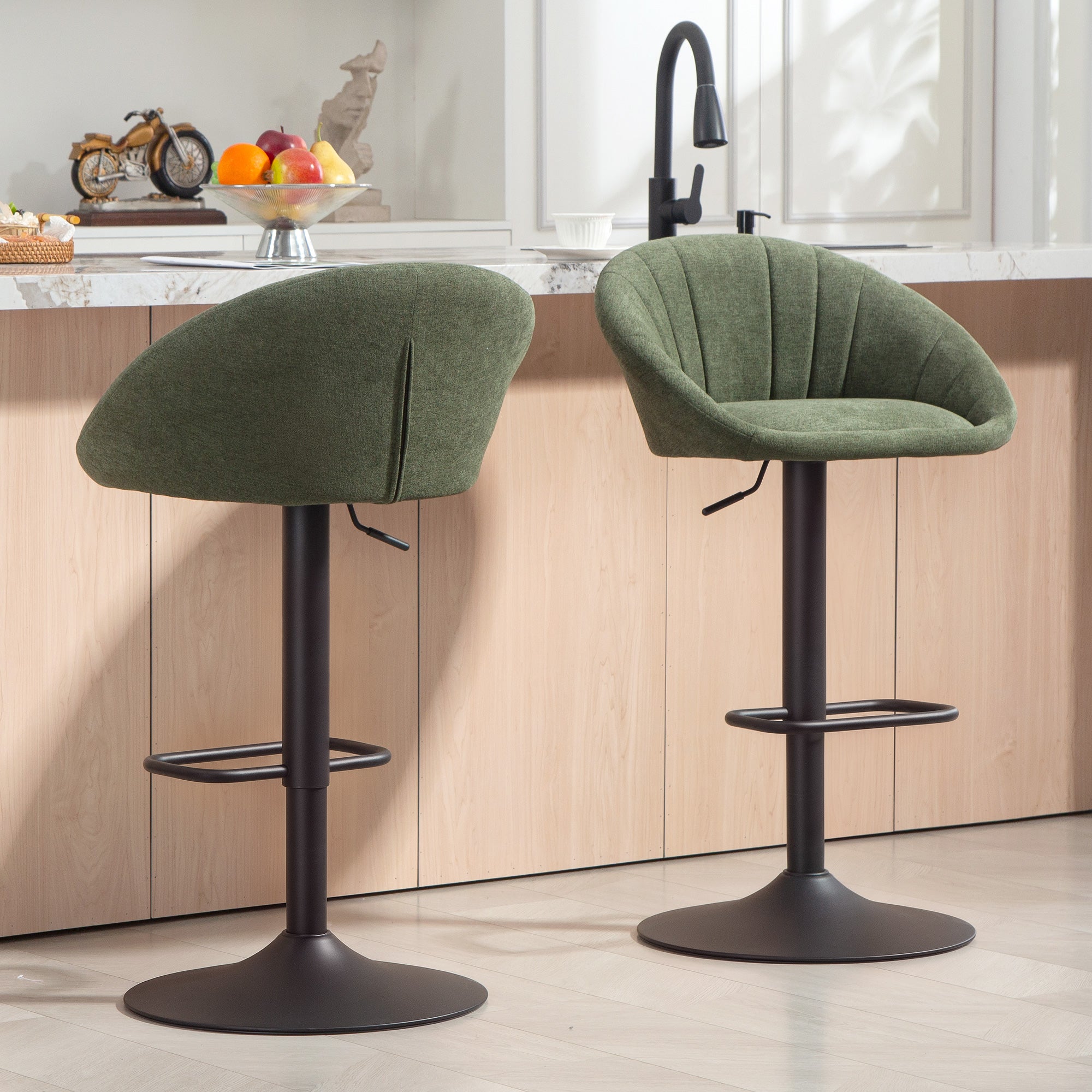 Kozy - Set of Two Relaxed Tub Bar Stools - Dark Green