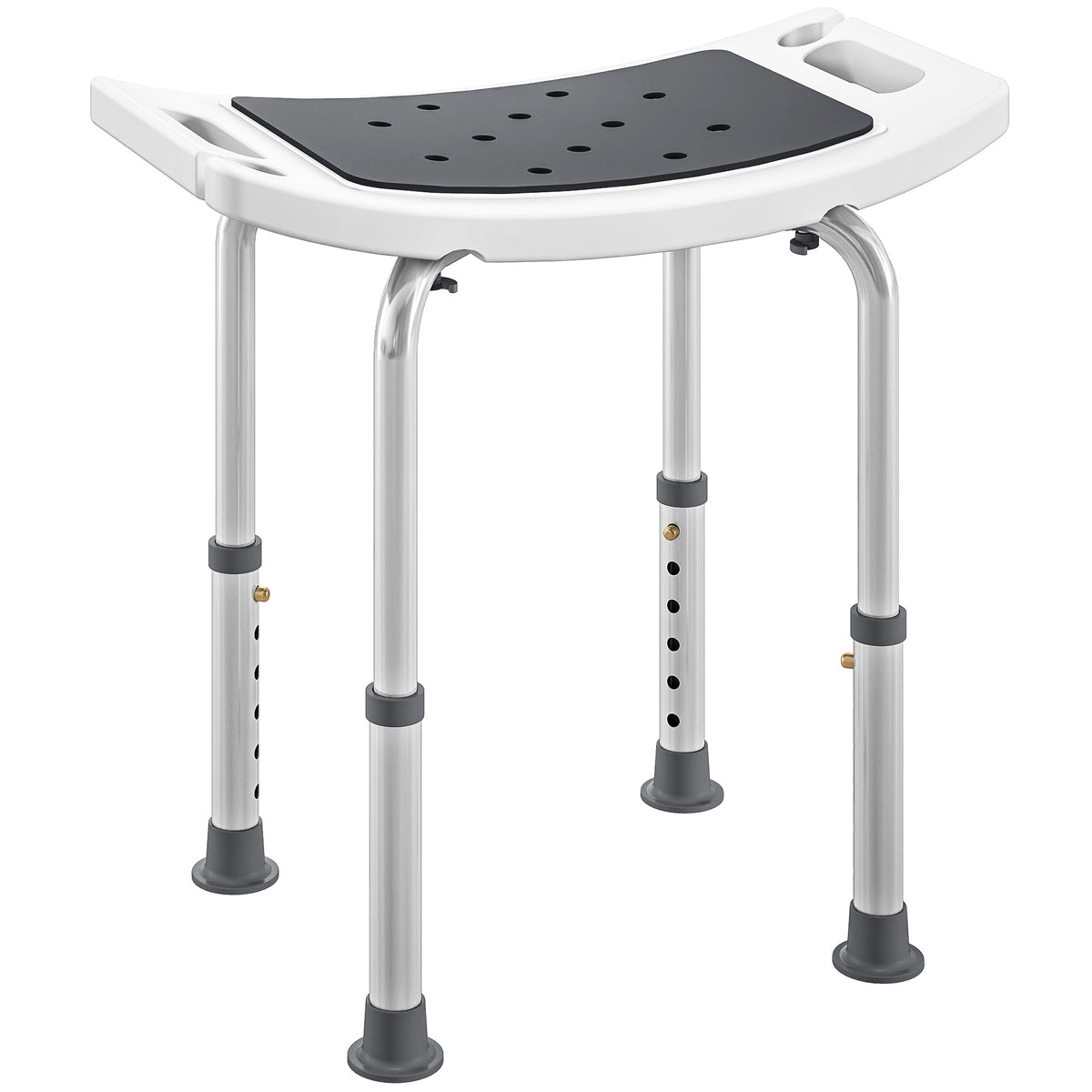 Kozy - Shower Chair, Adjustable Height Shower Stool with Aluminium Frame and Non-Slip Feet, Bathtub Stool Seat for Elderly Disabled Handicap, Grey