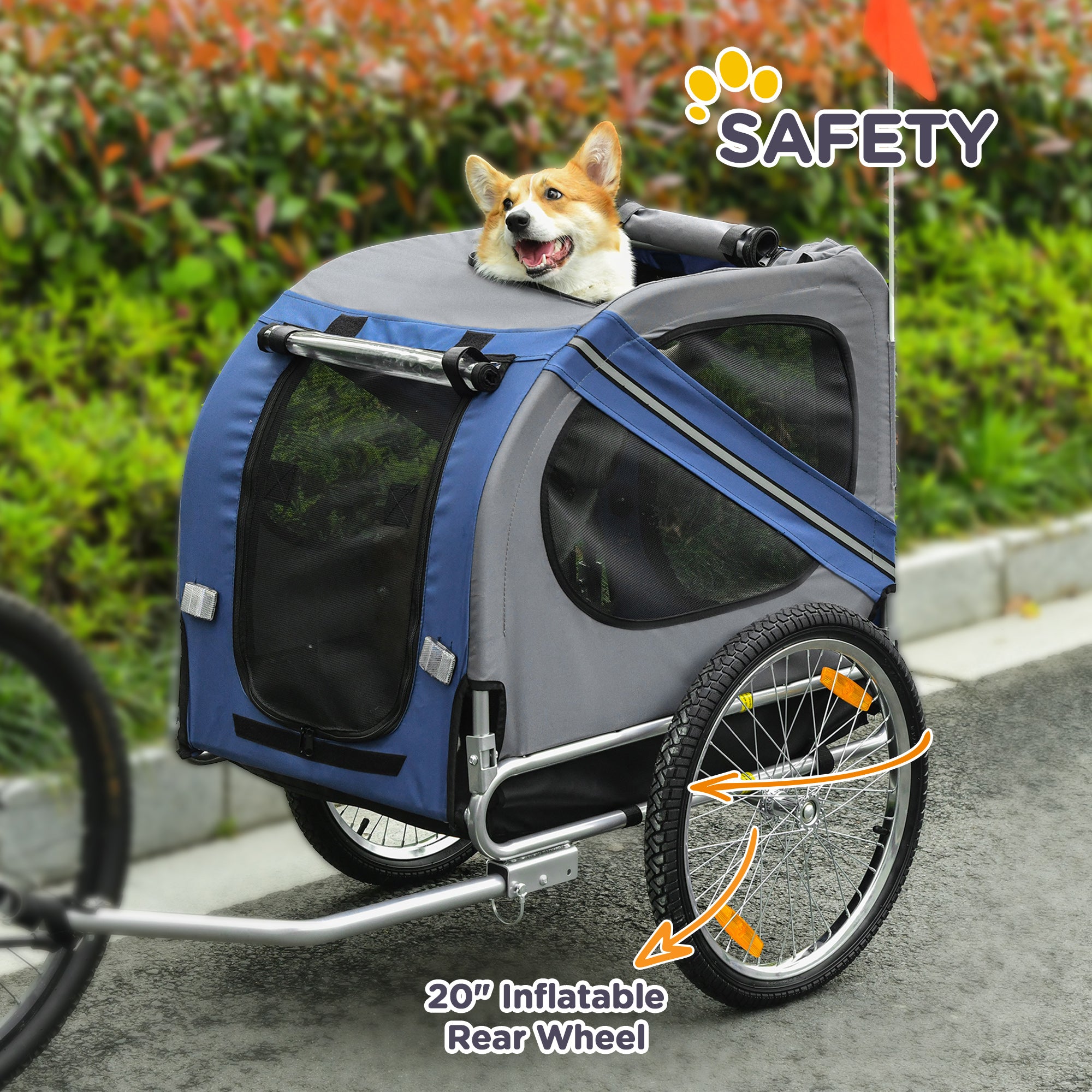 PawHut Dog Bike Trailer Pet Bicycle Trailer Foldable Dog Cat Bike Carrier with Suspension