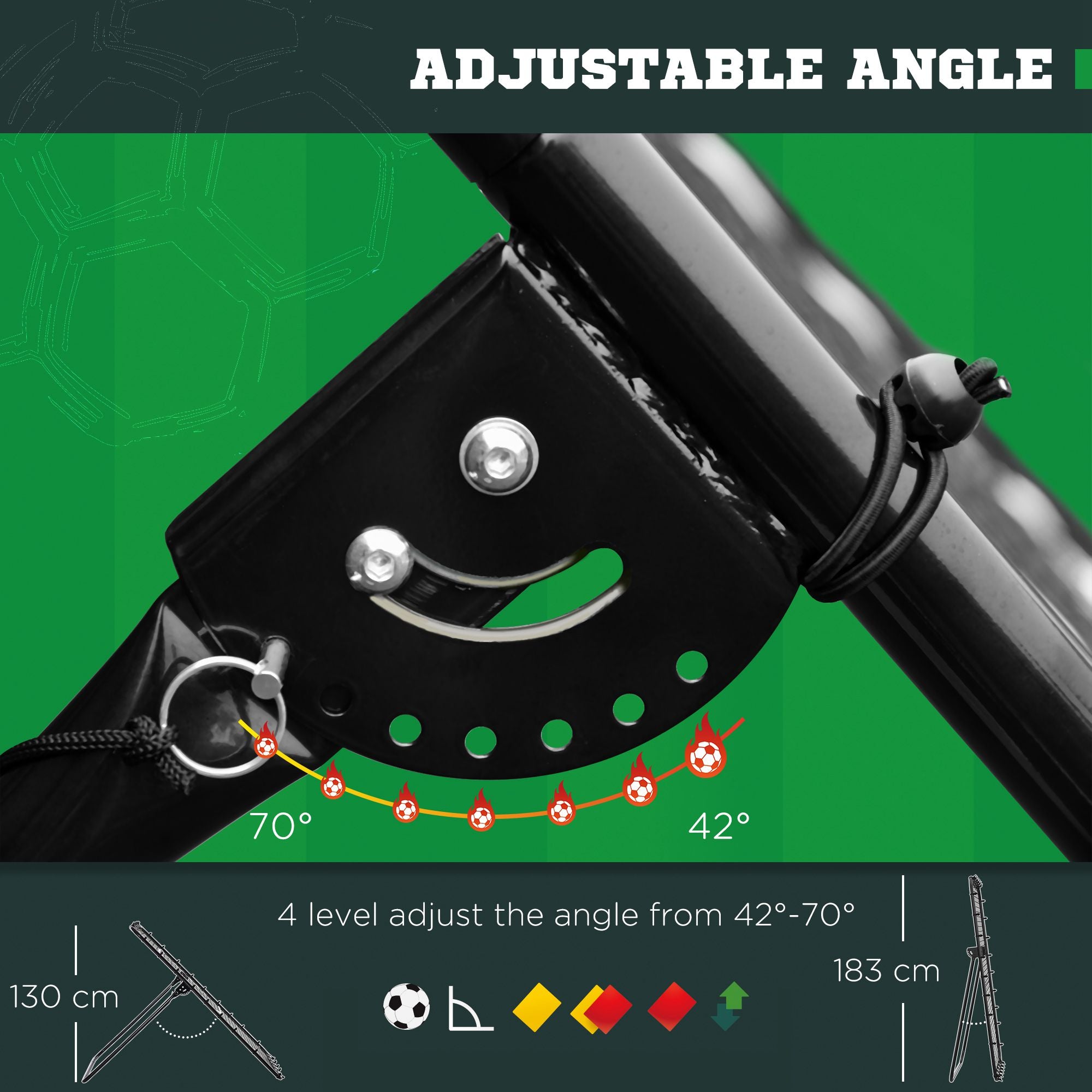 Kozy Foldable Football Rebounder Net, with Adjustable Angles - Black