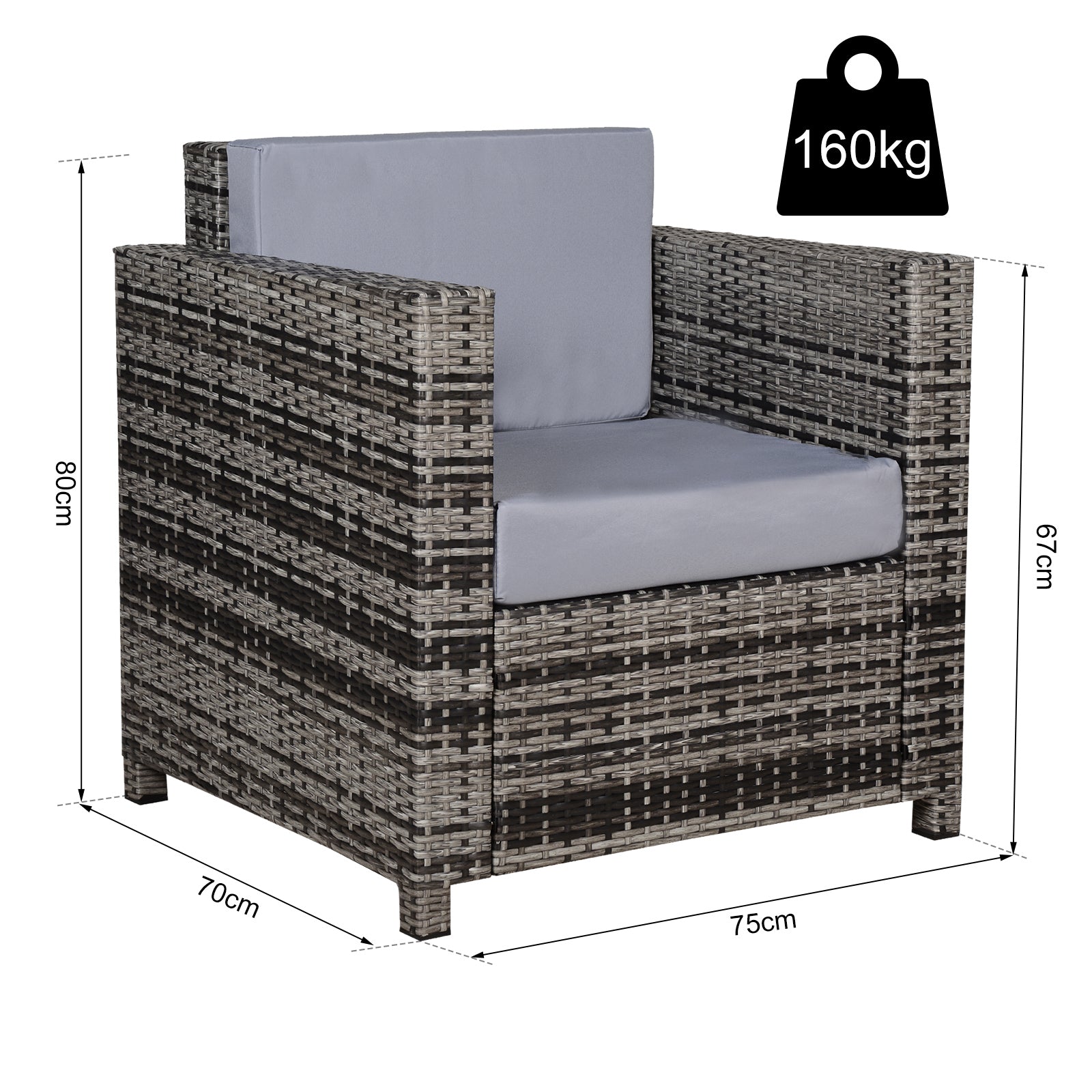 Outsunny 1 Seater Rattan Garden Chair All