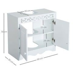 HOMCOM Wooden Under Sink Bathroom Cabinet, 2 Door Storage Cupboard, Space Saving Vanity Units | Aosom UK
