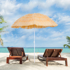Outsunny Waterproof Patio Garden Hawaii Beach Sun Umbrella Sunshade Hawaiian Folding Tilting Crank Parasol (Wheat) | Aosom UK