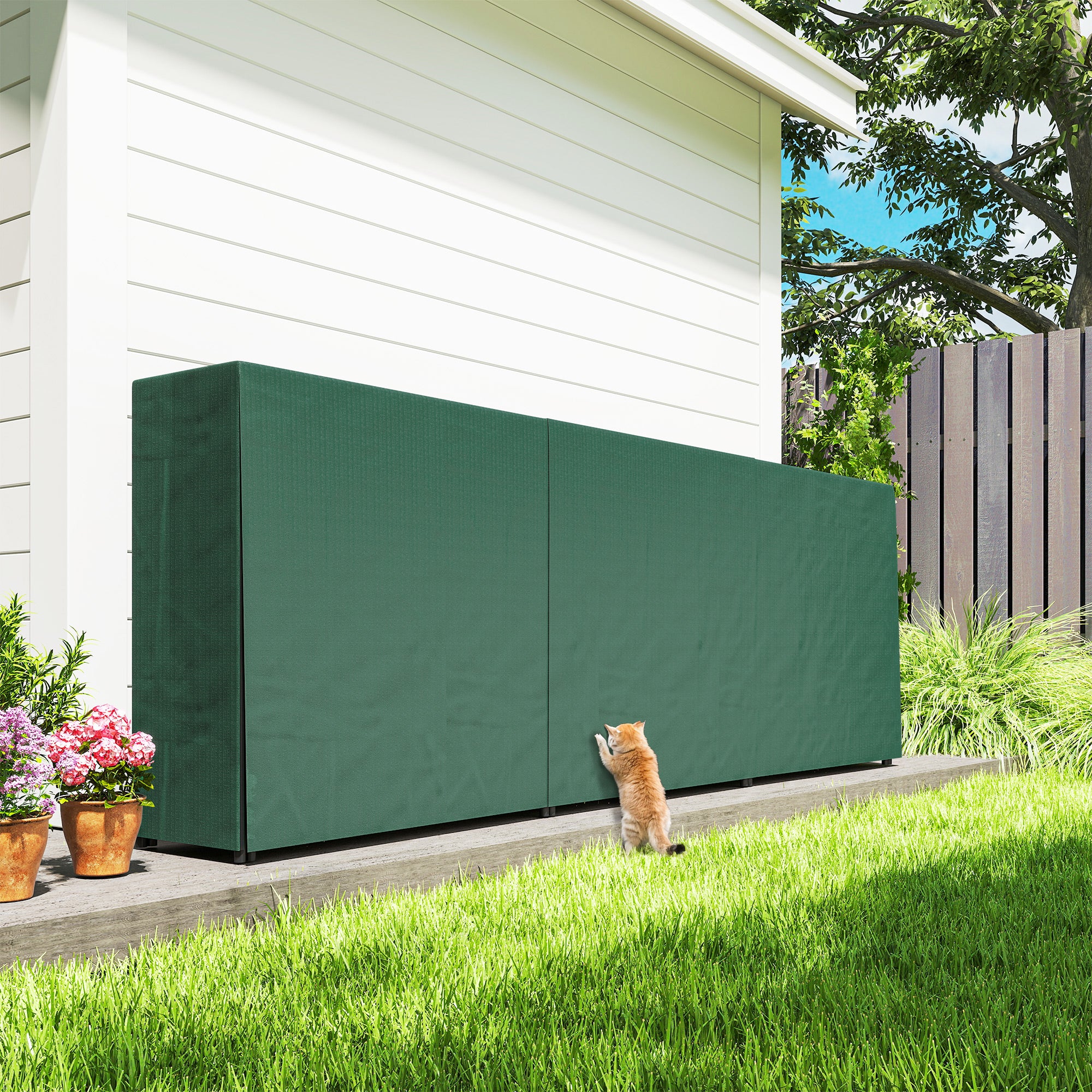 Kozy - Firewood Rack with Waterproof Cover, Heavy Duty Metal Log Store Indoors, Log Storage Holder for Outdoor Indoor Fireplace, 300 x 36 x 99 cm, Dark Green