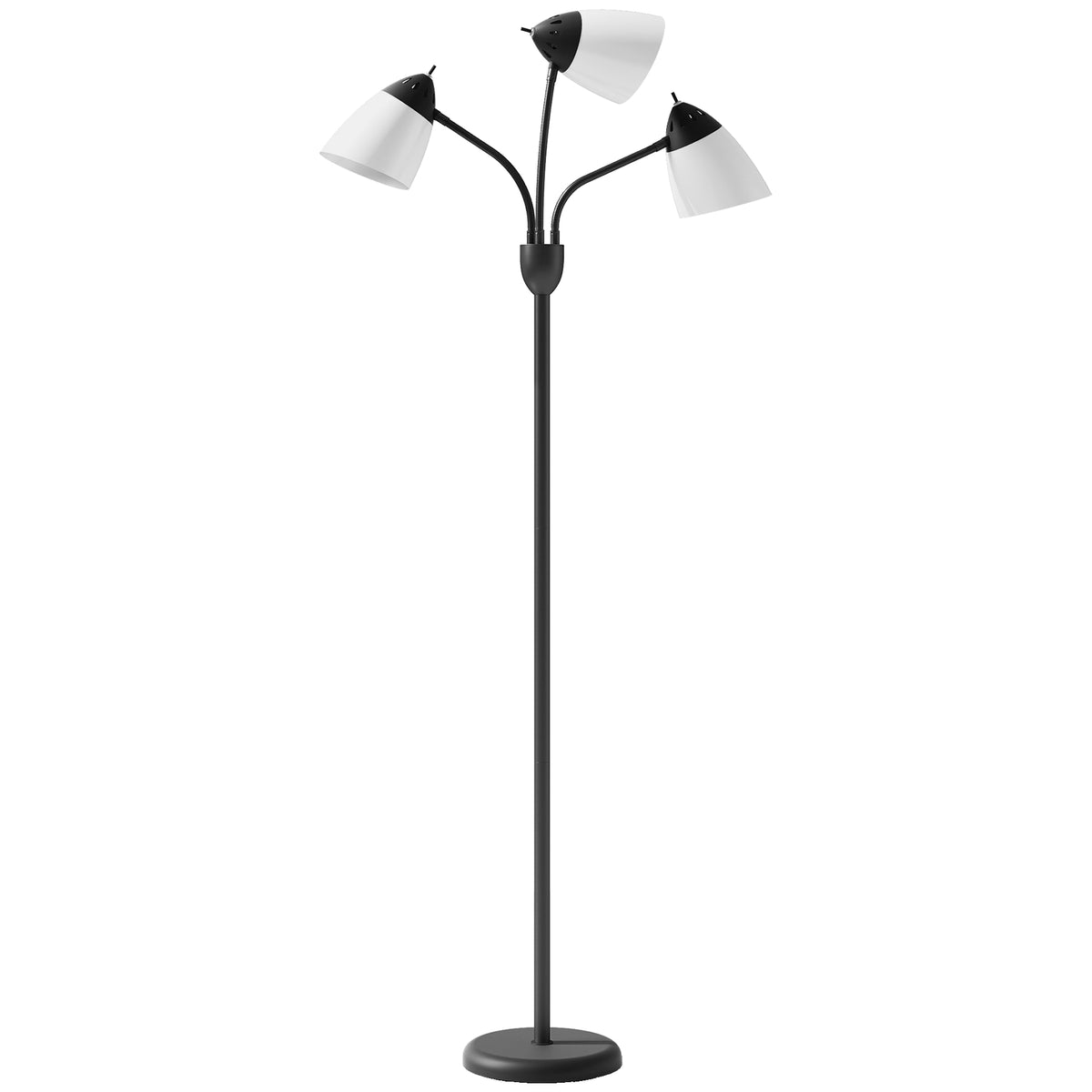 Kozy - Arc Tree Floor Lamp with 3 Adjustable Rotating Lights and 3000K/4500K/6500K Colour Temperatures, Industrial Standing Lamp with Steel Frame for Bedroom Living Room, 155cm, Black