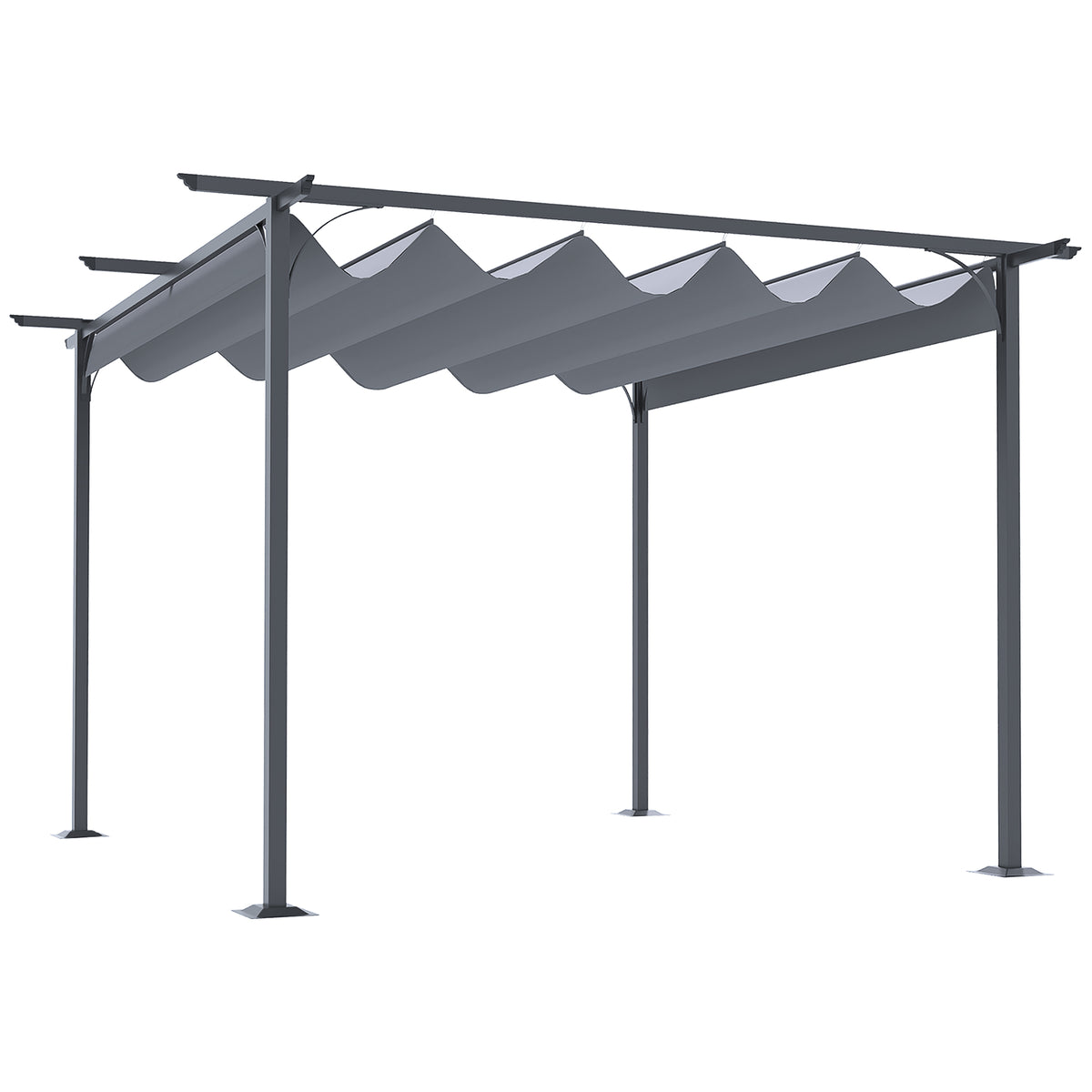 Kozy 3.5 Sliding Pergola Canopy Metal Pergola Retractable Canopy for Garden Shade, Grey