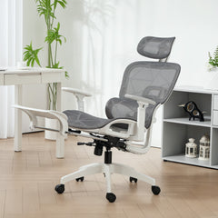 Kozy - Multi-Adjustable Mesh Office Chair - Grey and White