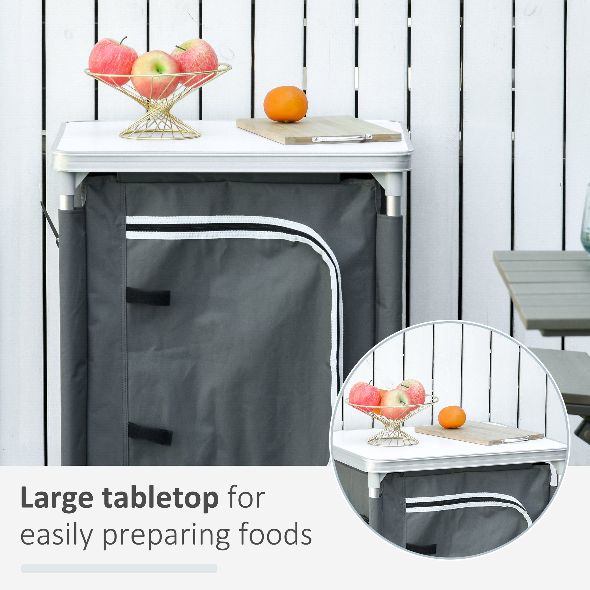 Kozy 2-Shelf Camping Cupboard Camping Kitchen Station Cook Table Aluminum, Storage Organiser for BBQ Party Picnics Backyards with Carrying Bag