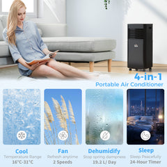 Kozy 7000 BTU 4-In-1 Portable Air Conditioner Unit Cooling Dehumidifying Ventilating  for Room up to 26m², with Fan, Remote, 24H Timer, Window Mount Kit, R290, A Energy Efficiency
