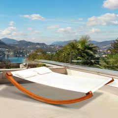 Outsunny Rocking Double Sun Lounger W/ Wooden Frame