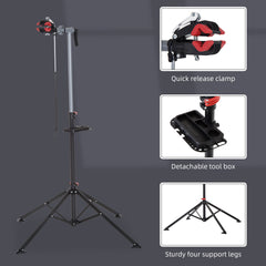 Kozy Folding Bike Repair Stand Bicycle Bike Stand For Maintenance Display Cycle Rack with Tool Tray, Height Adjustable