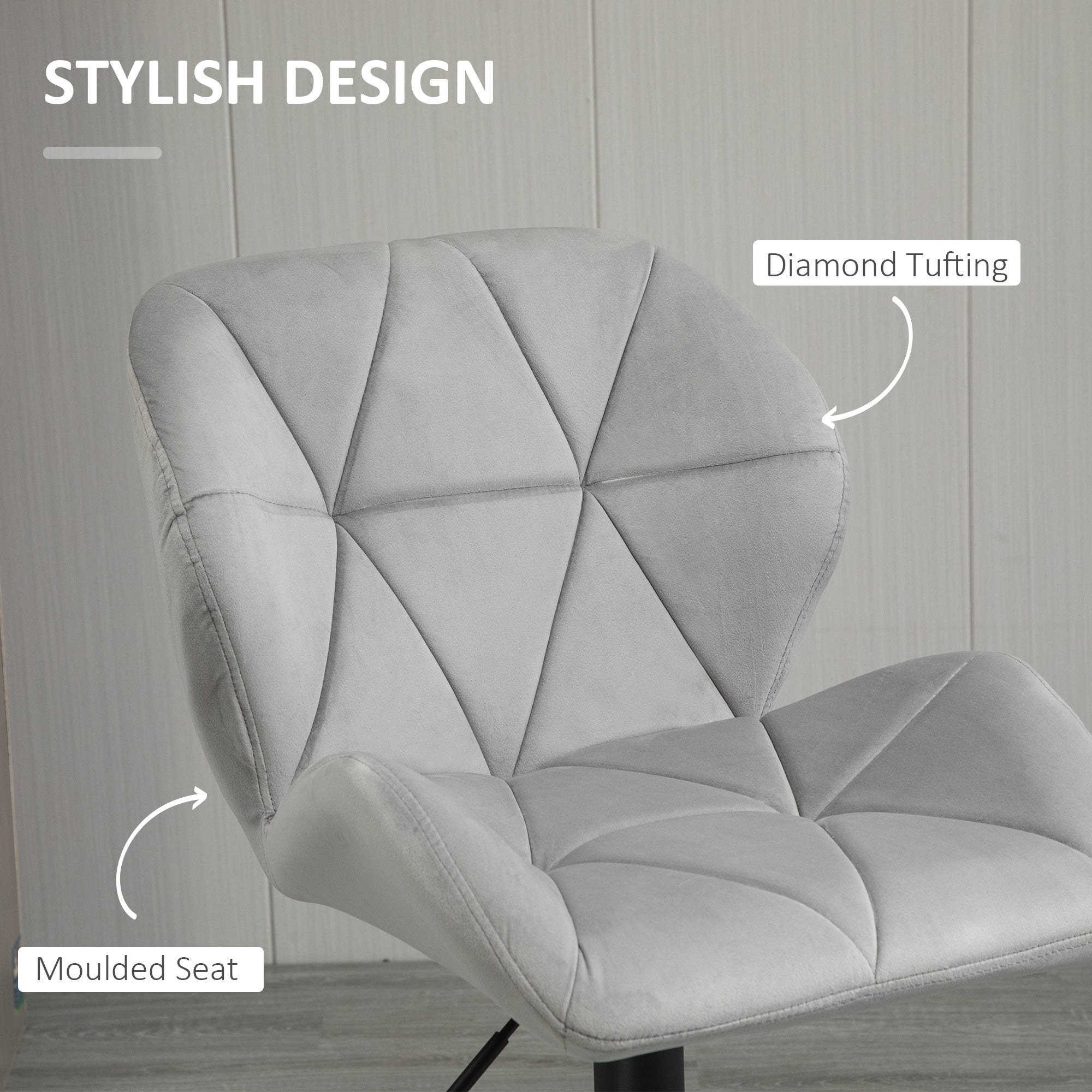 Kozy Adjustable Bar Stools Set of 2, Armless Upholstered Swivel Counter Chairs, Barstools with Back, Footrest, Light Grey