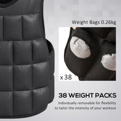 HOMCOM 15kg Adjustable Metal Sand Weight Vest Black