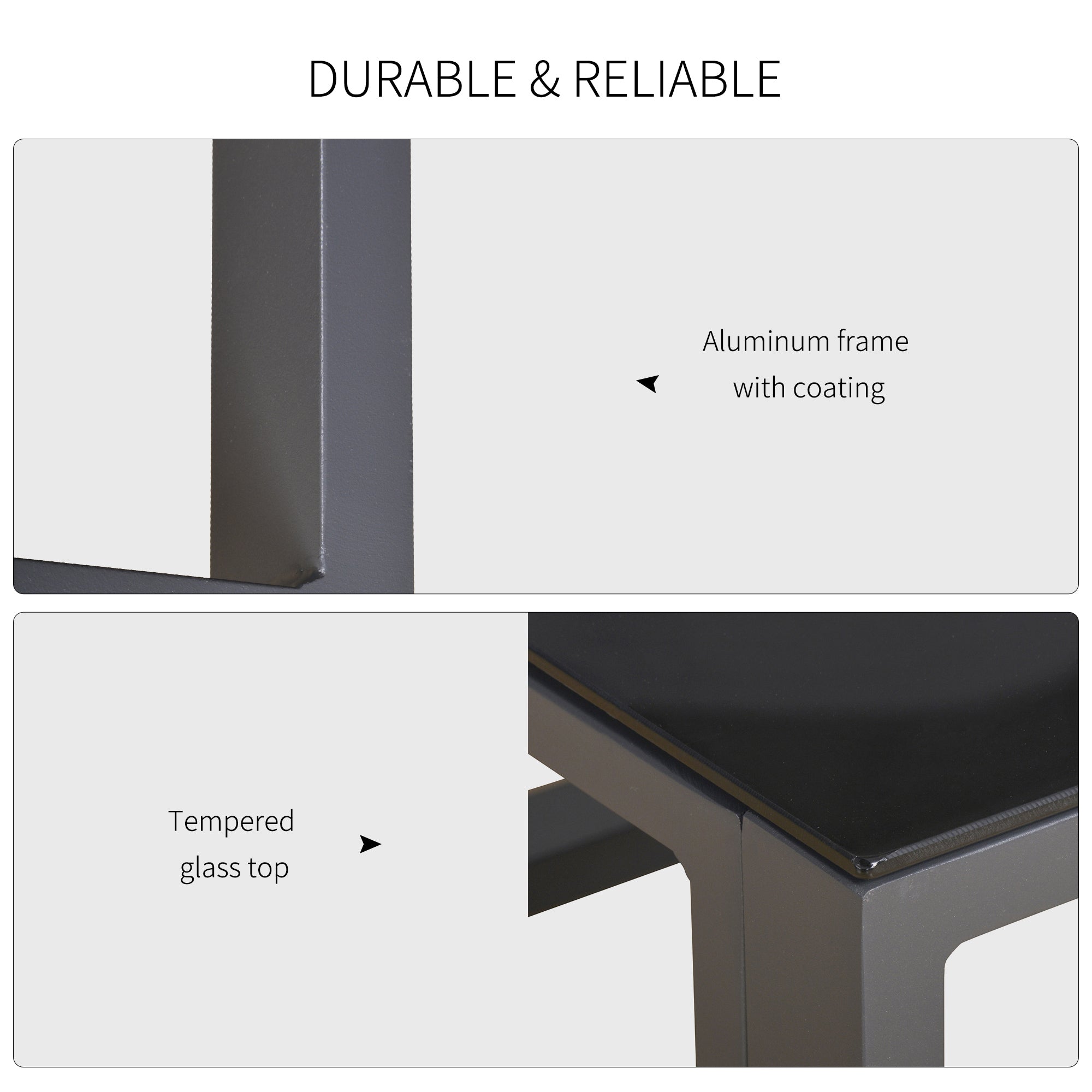 Kozy 5 Pieces Outdoor Patio Furniture Set, Sofa Couch with Glass Coffee Table, Cushioned Chairs and Aluminum Tube, for Balcony Garden Backyard, Grey