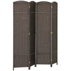 Kozy - 4 Panel Folding Room Divider, Freestanding Privacy Screen for Living Room, Bedroom and Office, 160 x 170cm, Brown