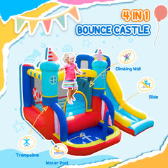 Kozy - 4 in 1 Kids Bouncy Castle Large Sailboat Style Inflatable House Slide Trampoline Water Pool Climbing Wall with Blower Carrybag for Kids Age 3-8, 2.65 x 2.6 x 2m