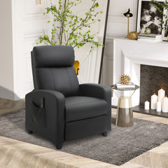 Kozy Massage Recliner Armchair with 150° Recline, Faux Leather, Side Pocket, Black