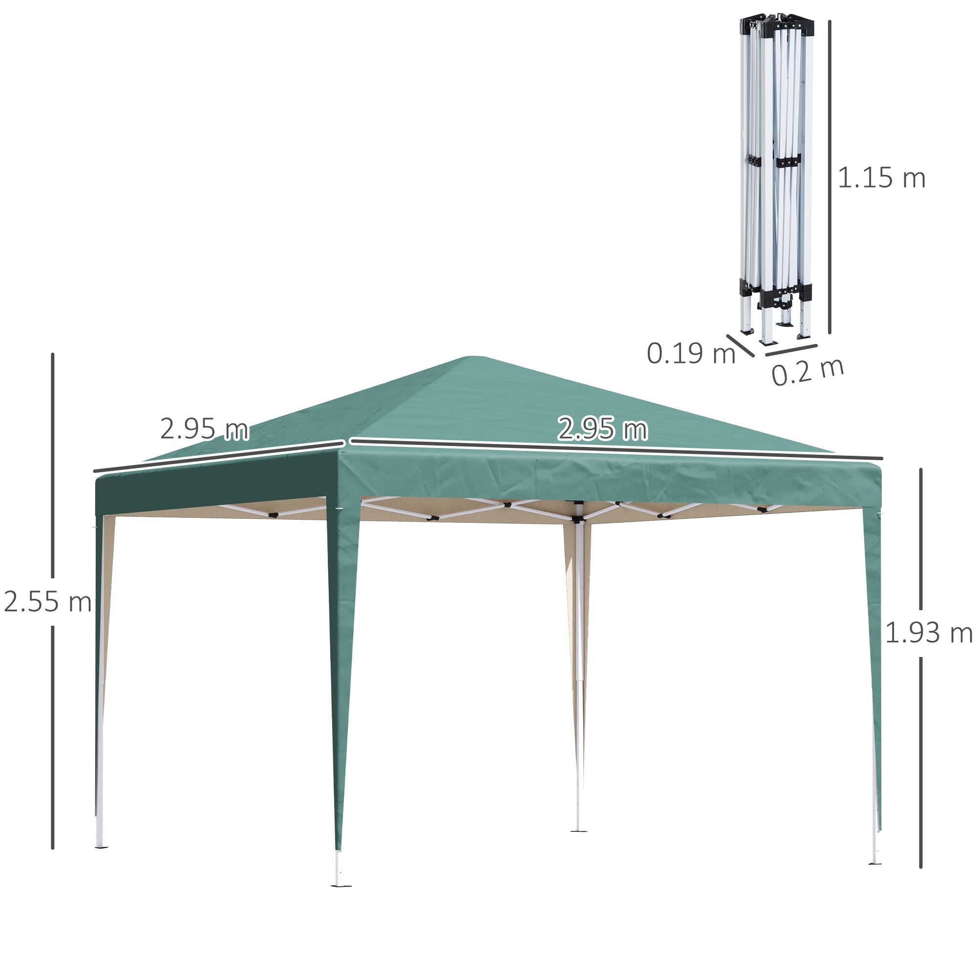 Outsunny Heavy Duty Garden Marquee, 3 x 3 Meter Party Tent with Folding Design, Wedding Canopy Rentals, Green