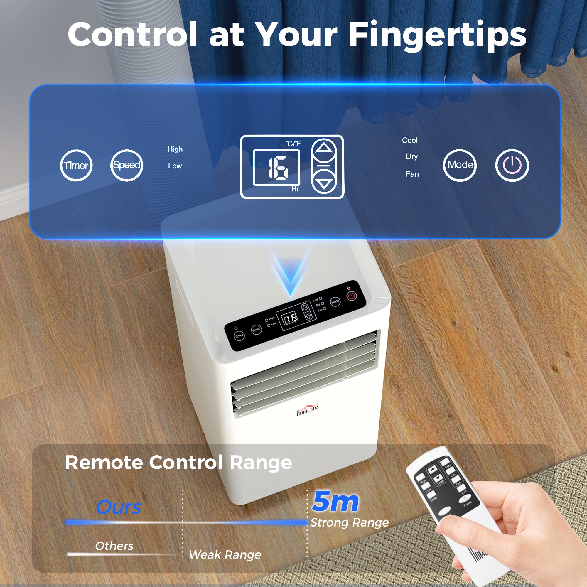 Kozy Portable Air Conditioner 5000 BTU, 4-in-1 Cooling, Dehumidifier, Fan, Sleep Mode, Air Conditioning Unit with Digital Display & Remote Control, 24H Timer, Window Venting Kit, for Room up to 18㎡