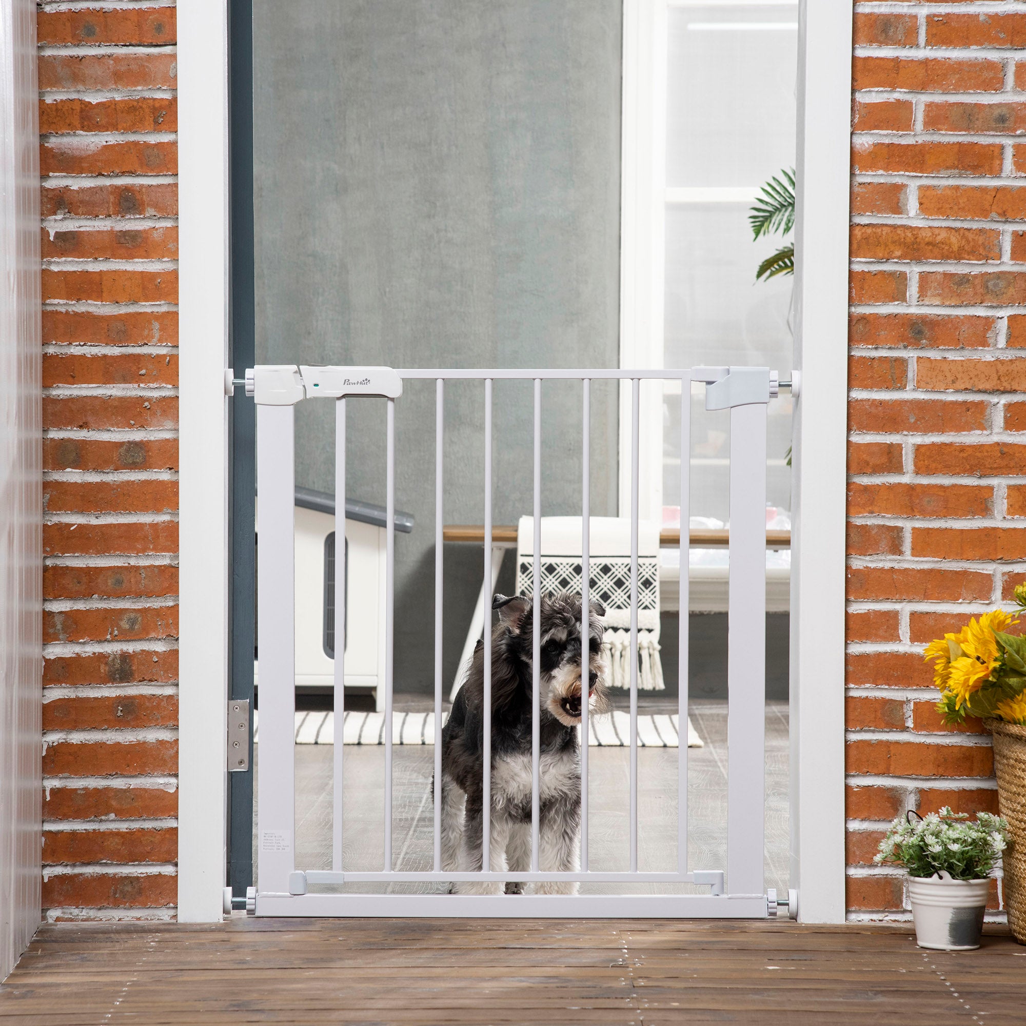 Kozy Adjustable Pet Safety Gate Dog Barrier Home Fence Room Divider Stair Guard Mounting White (76 H x 75-82W cm)