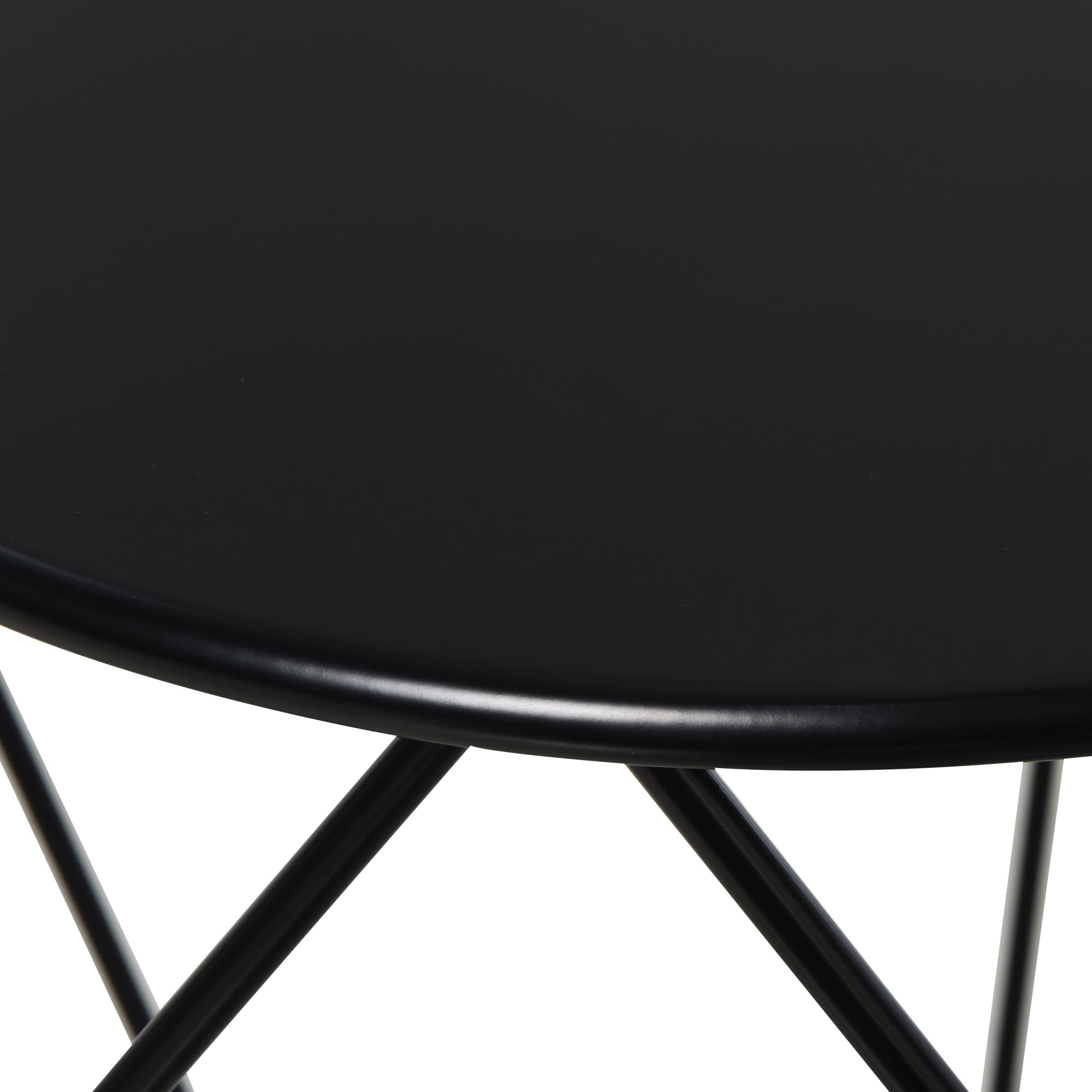 Kozy Round Side Table, Minimalist End Table with Steel Frame, Small Coffee Table for Living Room, Bedroom, Black