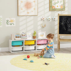 Kozy Low Height 2 Tiers Storage Organiser, Kids Toy Storage Unit with 6 Removable Bins for Bedroom, Nursery, Playroom