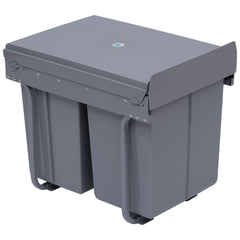 Kozy Kitchen Recycle Waste Bin Pull Out Soft Close Dustbin Recycling Cabinet Trash Can Grey (40L (1x20L+2x10L))