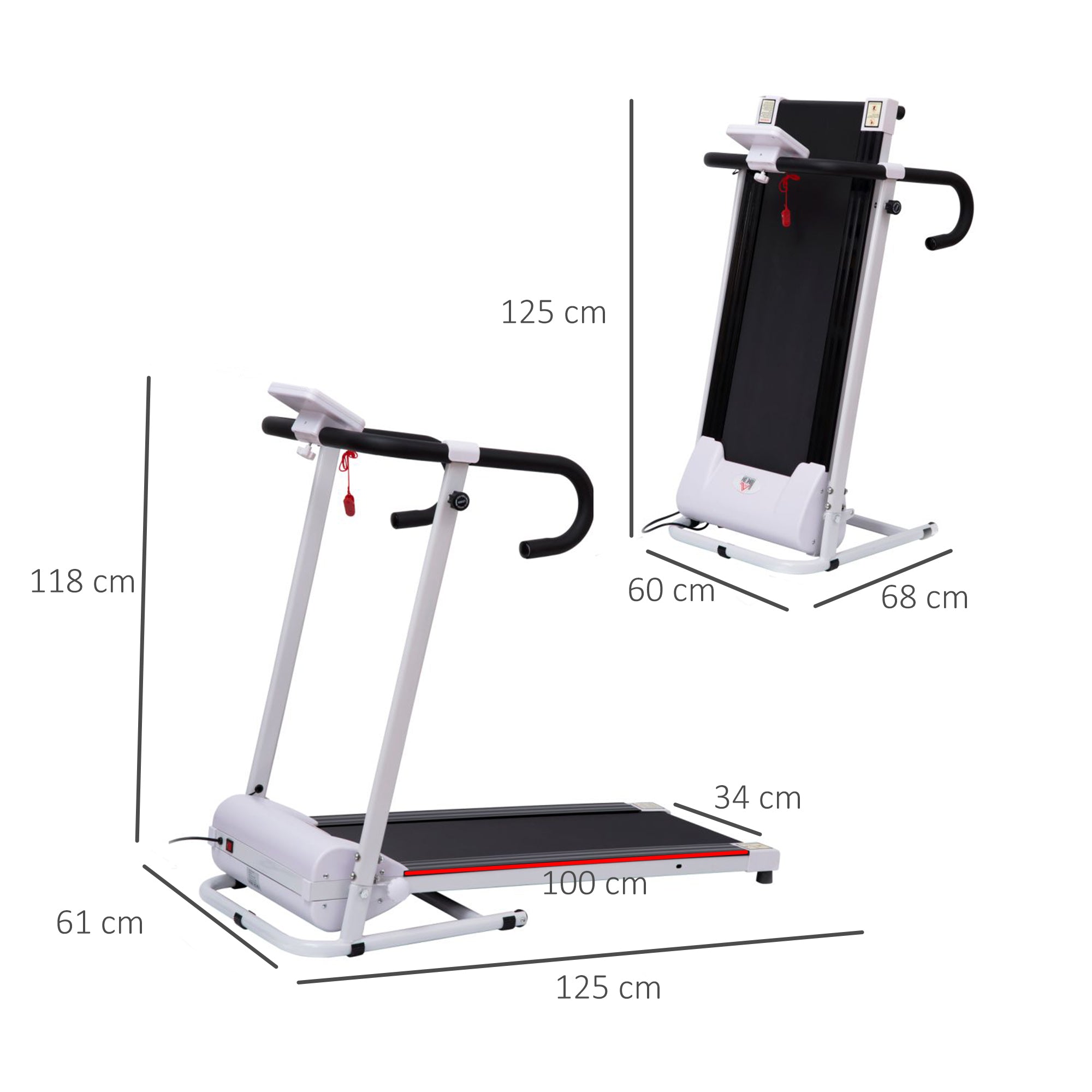 Kozy Folding Treadmill with Incline, Walking Pad Treadmill for Home, 1-10km/h Under Desk Running Machine with LCD Display and Wheels, No Assembly, White