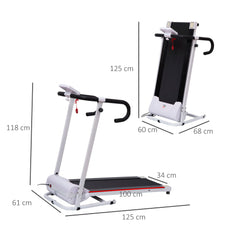 Kozy Folding Treadmill with Incline, Walking Pad Treadmill for Home, 1-10km/h Under Desk Running Machine with LCD Display and Wheels, No Assembly, White