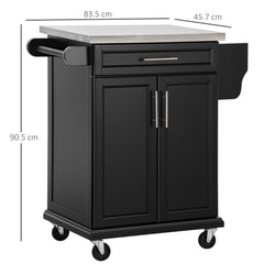 HOMCOM Kitchen Island, MDF, Stainless Steel Top