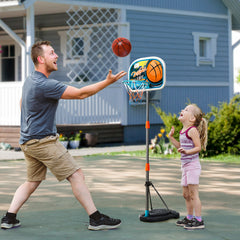 HOMCOM Kids Basketball Hoop Stand, Height Adjustable, Aluminium with Ball, Encourages Active Play